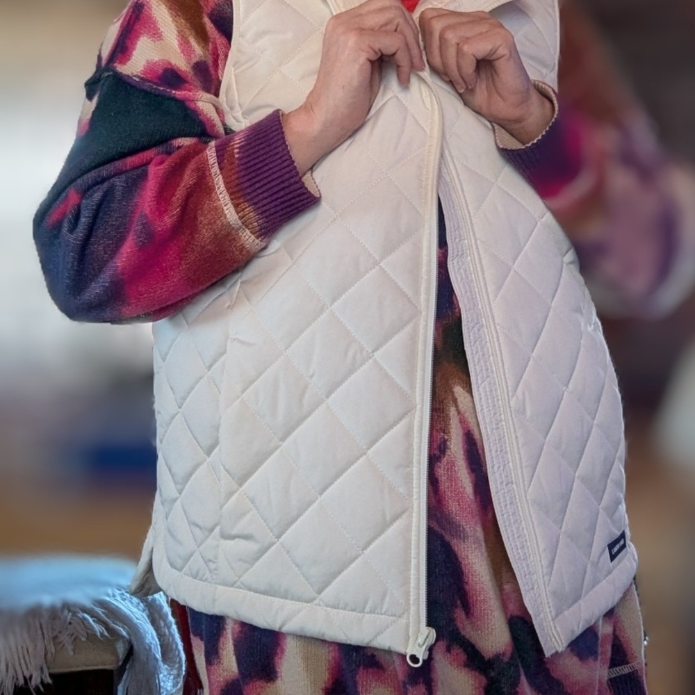 Lands' End Cream Quilted Vest